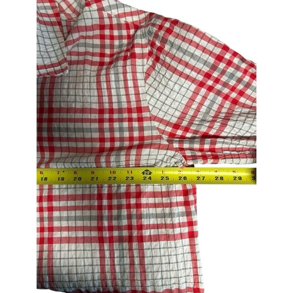 Habitat Red Plaid Textured Button Down Shirt Top Womens Large Outdoors Retro - Picture 5 of 8